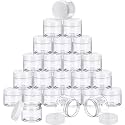 SATINIOR 24 Pieces Clear Plastic Jars with Lids, Transparent Lid, 4 oz