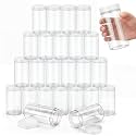 SATINIOR 24 Pieces Clear Plastic Jars with Lids, White Lid, 32 oz