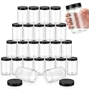 SATINIOR 24 Pieces Clear Plastic Jars with Lids, Black Lid, 12 oz