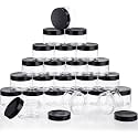 SATINIOR 24 Pieces Empty Clear Plastic Jars with Lids Round Storage Containers Wide-Mouth for Beauty Product Cosmetic Cream Lotion Liquid Butter Craft and Food (Black Lid, 4 oz)