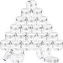 SATINIOR 24 Pcs Clear Plastic Jars with White Lids,1oz