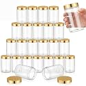 SATINIOR 24 Pieces Clear Plastic Jars with Lids, Gold Lid, 12 oz