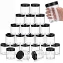 SATINIOR 24 Pieces Clear Plastic Jars with Lids, Black Lid, 16 oz
