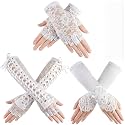 SATINIOR 3 Pairs Women Gothic Glove Halloween Lace Fingerless Glove