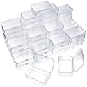 SATINIOR 48 Packs Clear Small Plastic Containers Transparent Storage Box with Hinged Lid for Small Items Crafts Jewelry (3.27x2.13x1.02 Inches)