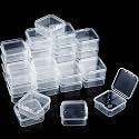 SATINIOR 48 Packs Clear Small Plastic Containers Transparent Storage Box with Hinged Lid for Items Crafts Jewelry (1.7 x 1.7 0.79 Inches)