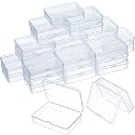 SATINIOR 48 Packs Clear Small Plastic Containers Transparent Storage Box with Hinged Lid for Small Items Crafts Jewelry (4.4 x 3.3 x 1.2 Inch)
