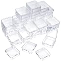 SATINIOR 48 Packs Clear Small Plastic Containers Transparent Storage Box with Hinged Lid for Small Items Crafts Jewelry (2.52 x 2.52 x 0.79 Inches)