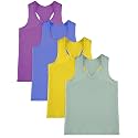 SATINIOR 4Pcs Girls Dance Crop Tops, Racerback Dance Tank