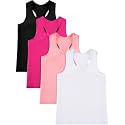 SATINIOR 4Pcs Girls Dance Crop Tops, Racerback Dance Tank