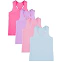 SATINIOR 4Pcs Girls Dance Crop Tops, Racerback Dance Tank