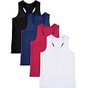 SATINIOR 4Pcs Girls Dance Crop Tops, Racerback Dance Tank