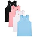 SATINIOR 4Pcs Girls Dance Crop Tops, Racerback Dance Tank