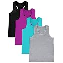 SATINIOR 4Pcs Girls Dance Crop Tops, Racerback Dance Tank