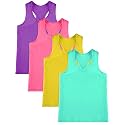SATINIOR 4Pcs Girls Dance Crop Tops, Racerback Dance Tank