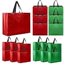 SATINIOR 50 Pcs Gift Bags 17.7x13x4.72 Inch, Glossy Red and Green