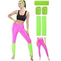 SATINIOR 80s Neon Workout Costume Accessories 4 Pcs