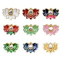 Satra Tarders Lotus Meenakari Kundan Beads for DIY Jewellery Making Rakhi Making | Size : 14mm | Qty : 12pcs | Red