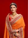 Satrani Embroidered Embellished Bollywood Silk Blend Saree