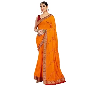 Satrani Womens Georgette Embroidery Stone Work