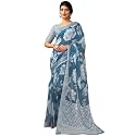 Satrani Women39s Linen Printed amp Zari Border