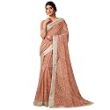 Satrani Women39s Linen Printed amp Zari Border