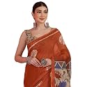 Satrani Women39s Linen Printed Saree with Unstitched