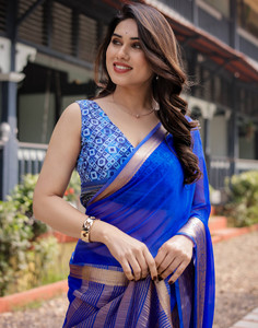 satrani woven embellished mangalagiri chiffon saree
