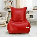 SATTVA XXXL Chair Style Bean Bag Filled with Beans | Faux Leather Bean Bag Chair for Adults &amp; Teens | Pre-Filled Comfortable Seating for Home, Living Room, Bedroom, Gaming &amp; Office – Red