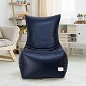 SATTVA XXXL Chair Style Bean Bag Filled with Beans | Faux Leather Bean Bag Chair for Adults &amp; Teens | Pre-Filled Comfortable Seating for Home, Living Room, Bedroom, Gaming &amp; Office – Navy Blue
