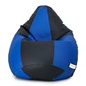 Sattva Classic XXXL Bean Bag Filled (with Beans) Colour - Black Royal Blue Check