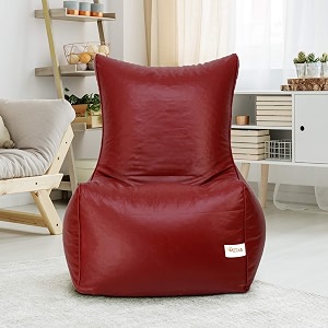 sattva xxxl chair style bean bag filled with beans  faux leather bean bag chair for adults amp teens  pre-filled comfortable seating for home living room bedroom gaming amp office  maroon