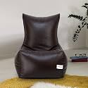 SATTVA XXXL Chair Style Bean Bag Filled with Beans | Faux Leather Bean Bag Chair for Adults &amp; Teens | Pre-Filled Comfortable Seating for Home, Living Room, Bedroom, Gaming &amp; Office – Brown