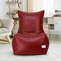 SATTVA XXXL Chair Style Bean Bag Filled with Beans | Faux Leather Bean Bag Chair for Adults &amp; Teens | Pre-Filled Comfortable Seating for Home, Living Room, Bedroom, Gaming &amp; Office – Maroon
