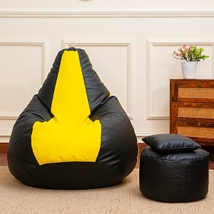 sattva faux leather teardrop bean bag chair  pre-filled with beans ideal for adults amp teens  comfortable relaxing chair