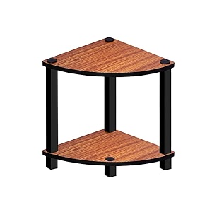 sattva turn-n-tube 2 tier corner display rack multipurpose wall corner bookshelf standing rack shelf living room metal easy assembly space saving_triangle shape