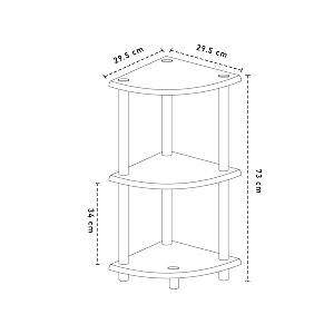 sattva turn-n-tube 3 tier corner display rack multipurpose wall corner bookshelf standing rack shelf living room metal easy assembly space saving_triangle shape
