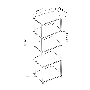 sattva turn-n-tube 5 tier corner display rack multipurpose wall corner bookshelf standing rack shelf living room metal easy assembly space saving_square shape