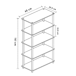 sattva turn-n-tube 5 tier corner display rack multipurpose wall corner bookshelf standing rack shelf living room metal easy assembly space saving_rectangle shape