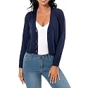 Satuun Women's V Neck Long Sleeve Cropped Cardigan Sweaters Bolero Shrugs