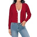 Satuun Women's V Neck Long Sleeve Cropped Cardigan Sweaters Bolero Shrugs