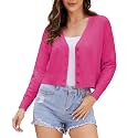 Satuun Women's V Neck Long Sleeve Cropped Cardigan Sweaters Bolero Shrugs