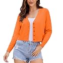 Satuun Women's V Neck Long Sleeve Cropped Cardigan Sweaters Bolero Shrugs
