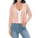 Satuun Women's V Neck Long Sleeve Cropped Cardigan Sweaters Bolero Shrugs