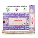 Satya Lavender Incense Sticks, Satya Bng (Bangalore) Insenses 15gmx12 Pack with Raajsee Incense Holder Bundle, Satya Nagchampa Natural Incense