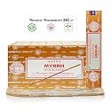 Satya Myrrh Incense Sticks, Bng 15gmx12 Pack With Raajsee Incense Holder Bundle, Nagchampa Natural
