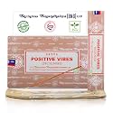 Satya Positive Vibes Incense Sticks, Satya Bng (Bangalore) Insenses 15gmx12 Pack with Raajsee Incense Holder Bundle, Satya Nagchampa Natural Incense