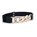 SATYAM KRAFT Women's Waist PU Leather Belt for Dress, Saree, Dresses, Jeans | Stylish Leather Adjustable Belt for Ladies, Girls | Western &amp; Traditional Chain Belt | Party Wedding Fashion (Black)
