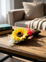 Satyam Kraft 1 Pcs Artificial Sunflower Flower Bouquet Flowers for Him/Her Gift Yellow Rose Artificial Flower