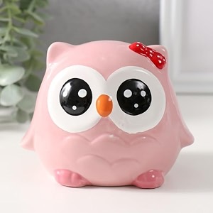 satyam kraft 1 piece polyresin piggy bank kids coin box gullak coin holder showpiece for rupees saving coin storage box for girl boy adults-money kilona atm for gifting birthday owl pink